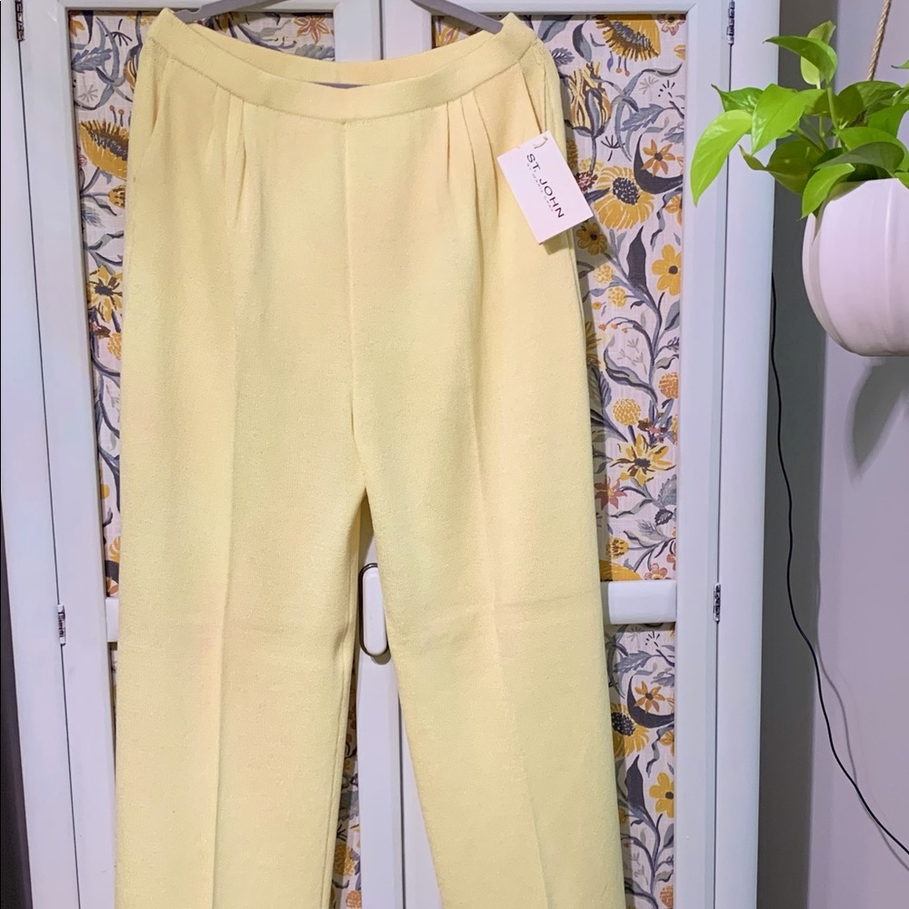 St John Collection by Marie Gray Wool Blend Yellow High Waisted Pants